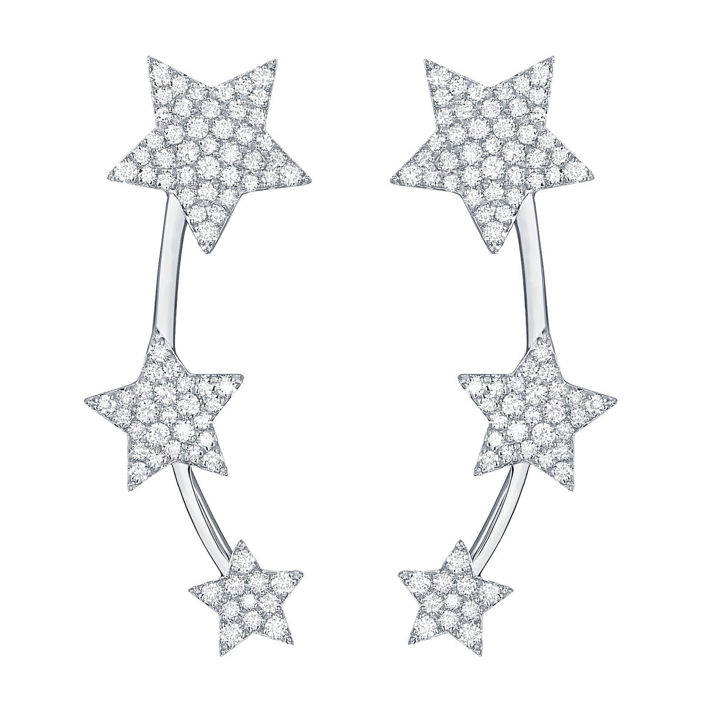 Lucky Stars Collection Lab Grown Diamond Climber earrings Earrings Analucia Beltran Diamonds rhodium plated